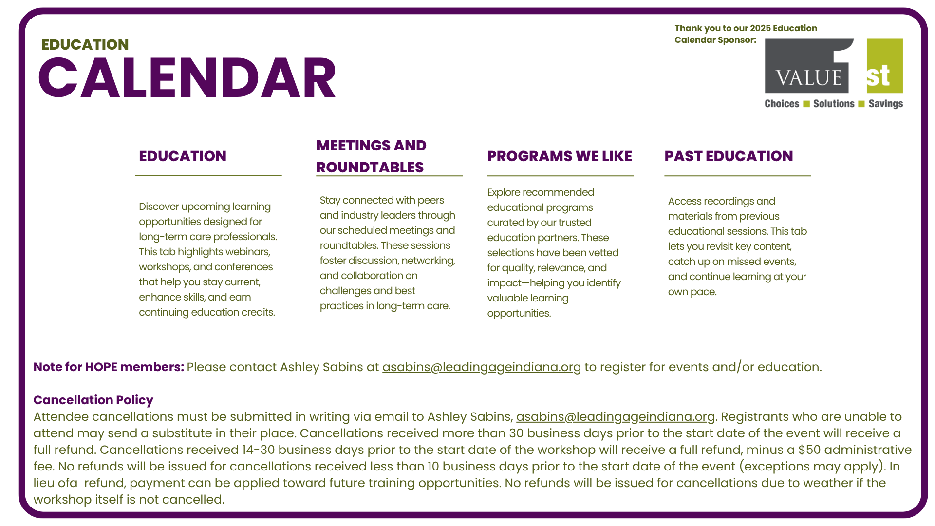 Education Calendar Banner